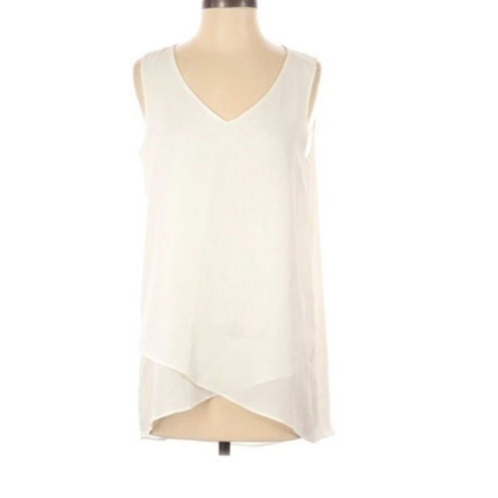 Chelsea & Theodore Ivory White Sleeveless High-low Tunic Size Small